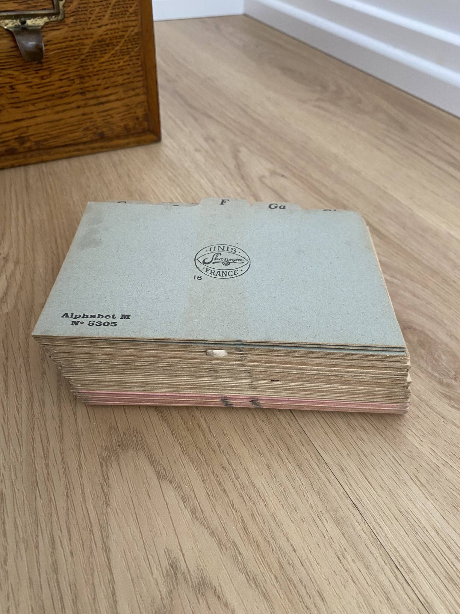 Vintage professional furniture, shannon unis france four-drawer filing cabinet for postcards