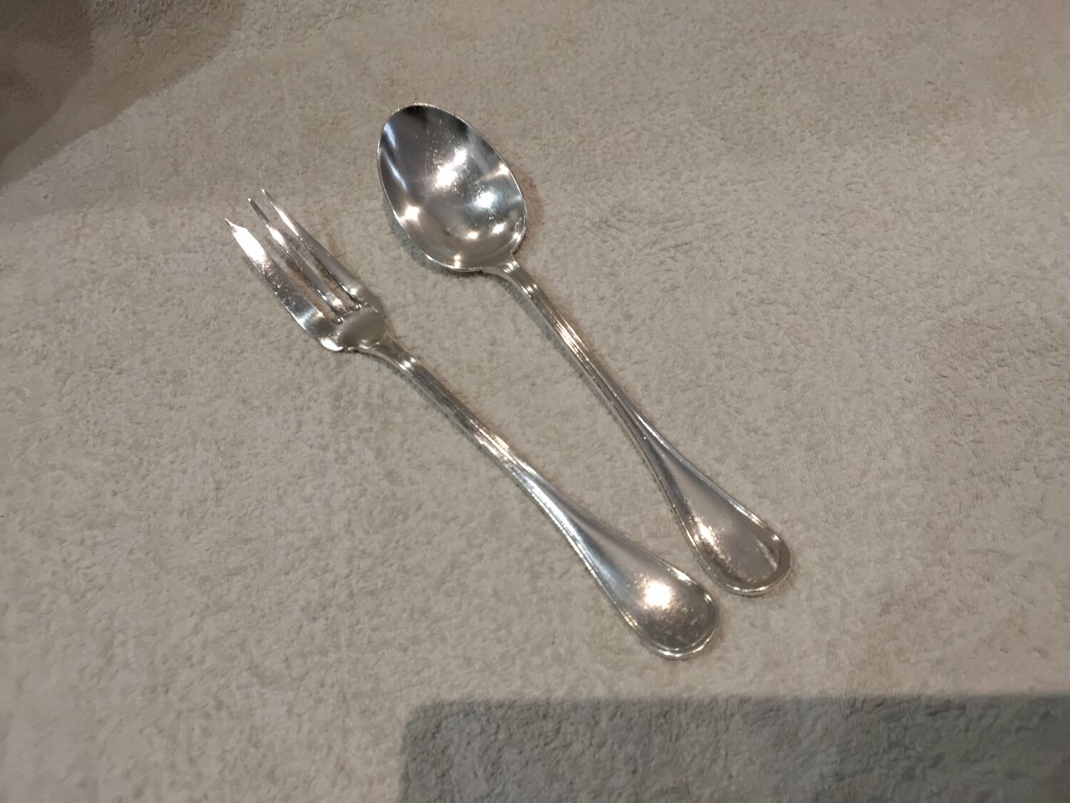 Silver-plated metal stew fork and spoon, Christofle silversmith, Albi