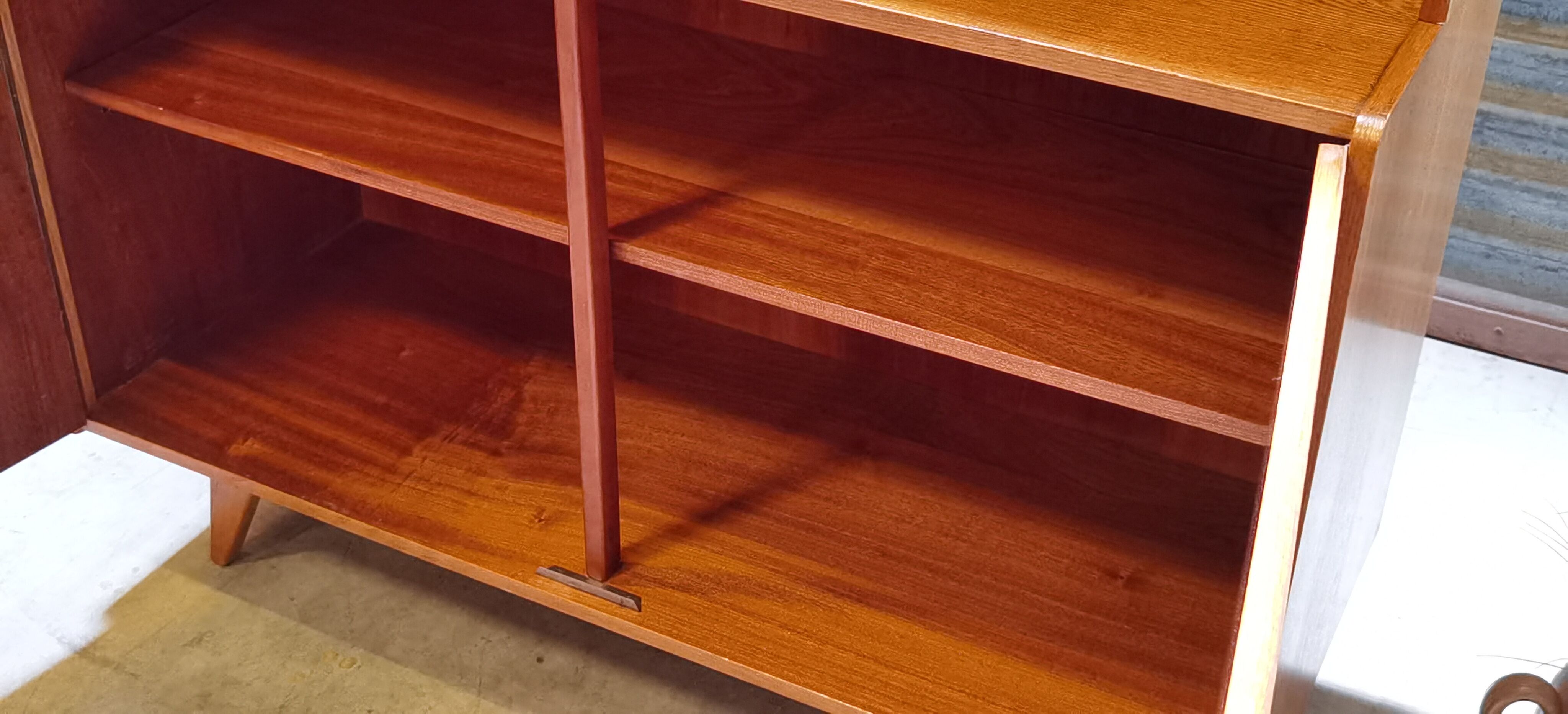 High buffet Biblitheque compass feet U 450 by Jiri Jiroutek for Interier Praha 1960