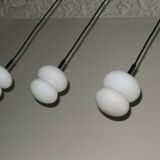 Set of 3 opal glass organically shaped pendant lights, 1960s