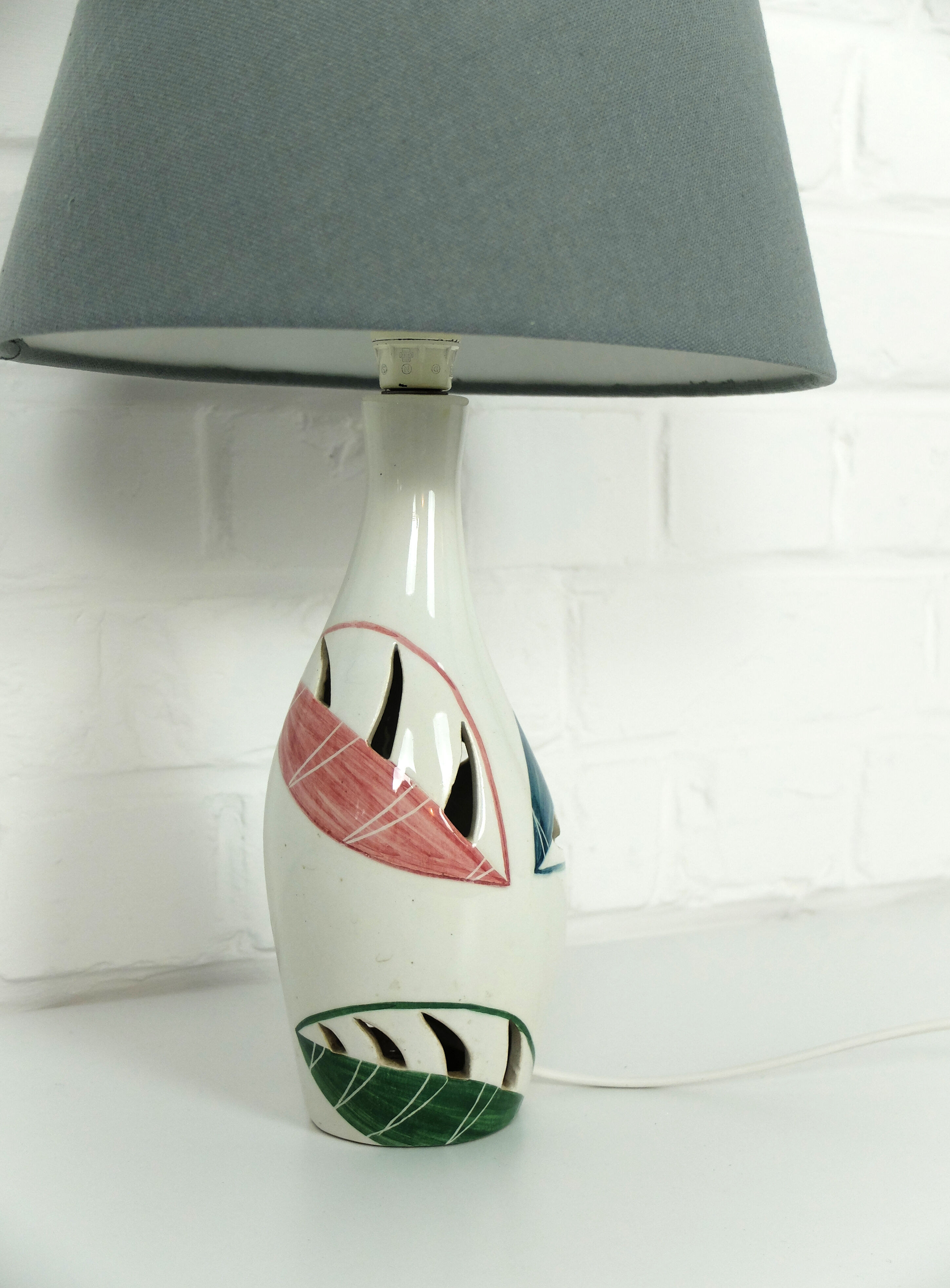 Hand painted ceramic table lamp, Mid-Century, Italy 1950s