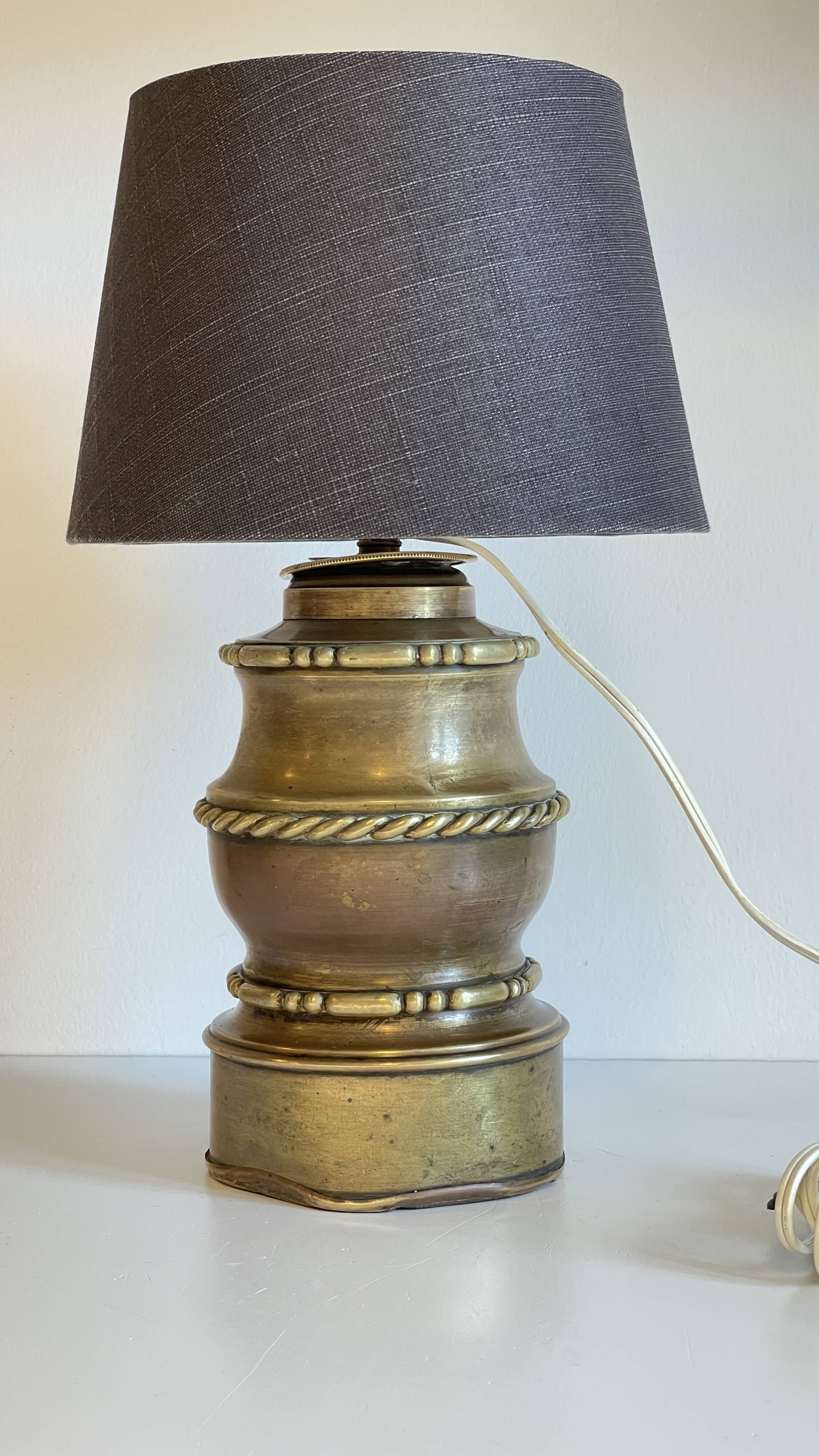 Chic brass lamp and vintage fabric