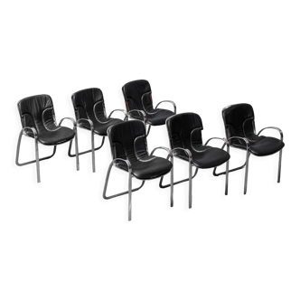 Set 6 chaises cuir métal cidue 70