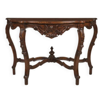 Ancienne console en noyer sculpté style Louis-Philippe