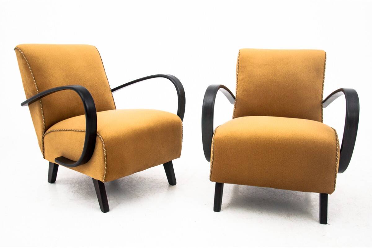 Paire de fauteuils Art Déco, design J. Halabala, République tchèque, années 1930