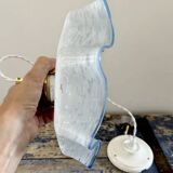 Vintage pastel pendant light with blue trim