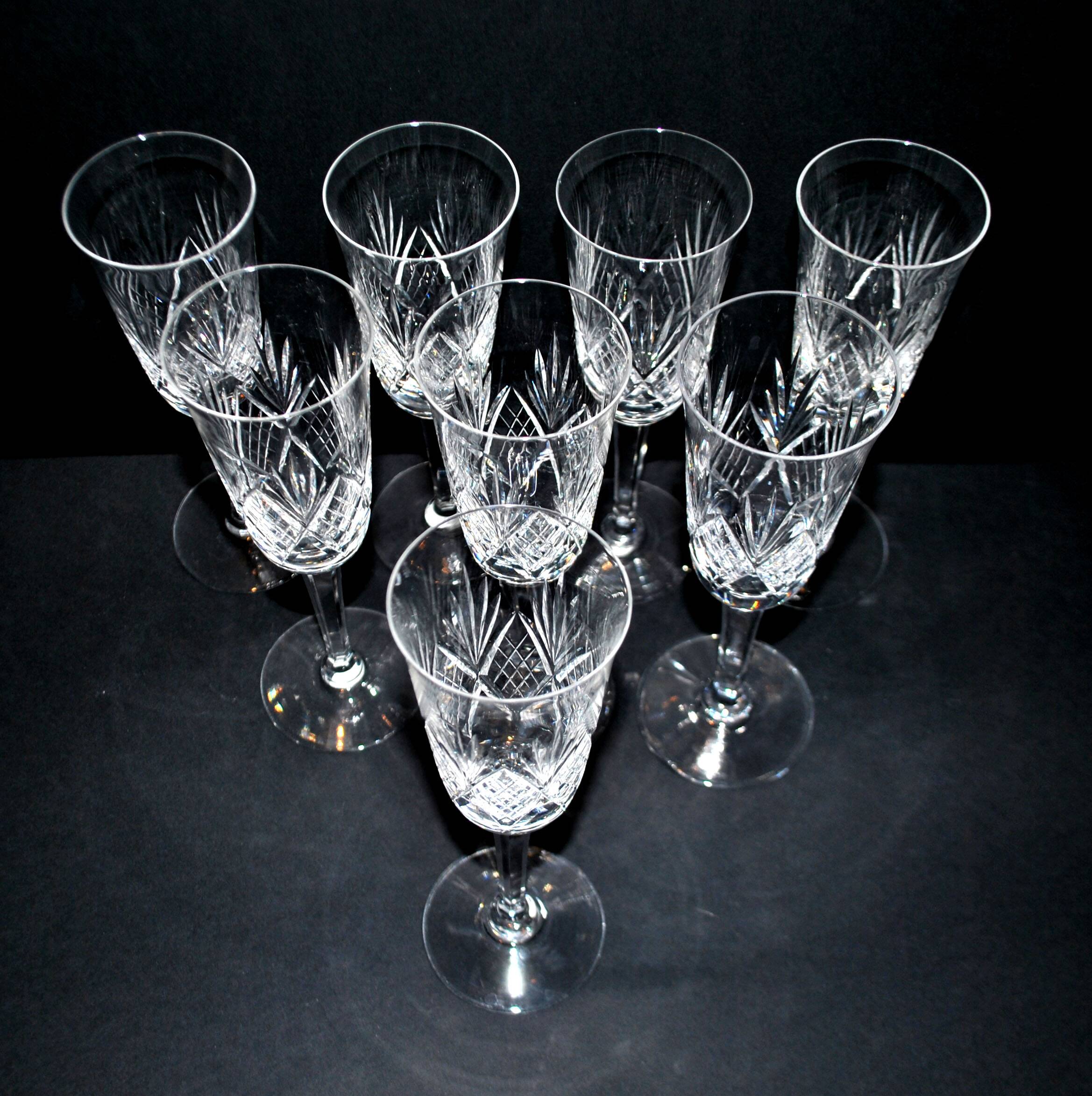 Set of 8 Junon champagne flutes in Lemberg crystal dlG Chantilly Saint-Louis