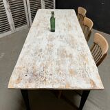 Black farmhouse table and white patinated top