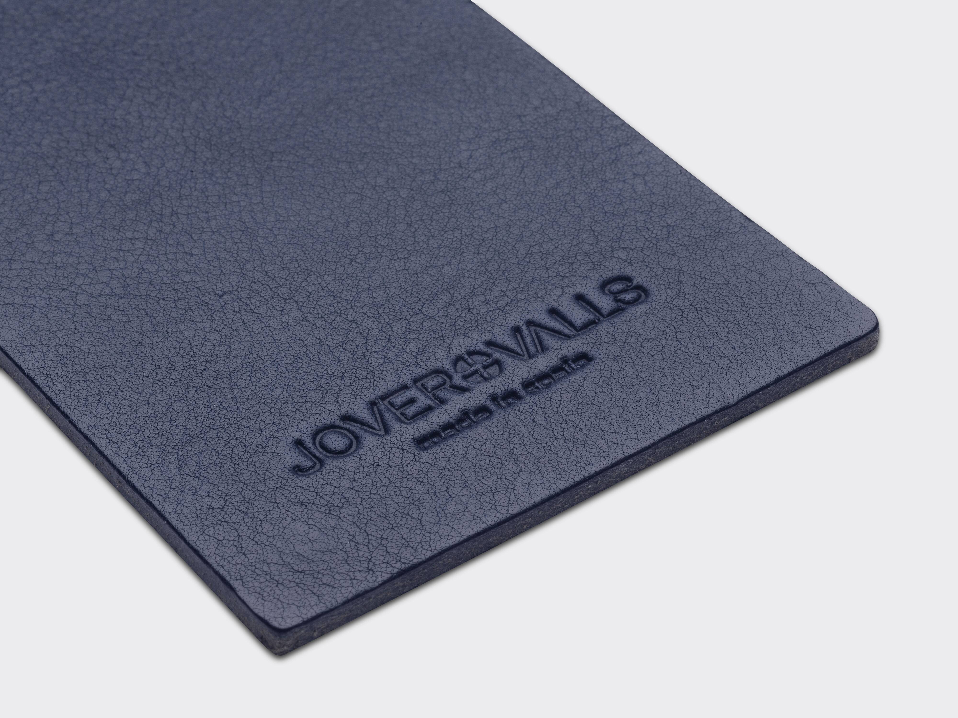 Tabouret de cuisine contemporain Organic Acier noir et cuir bleu marine