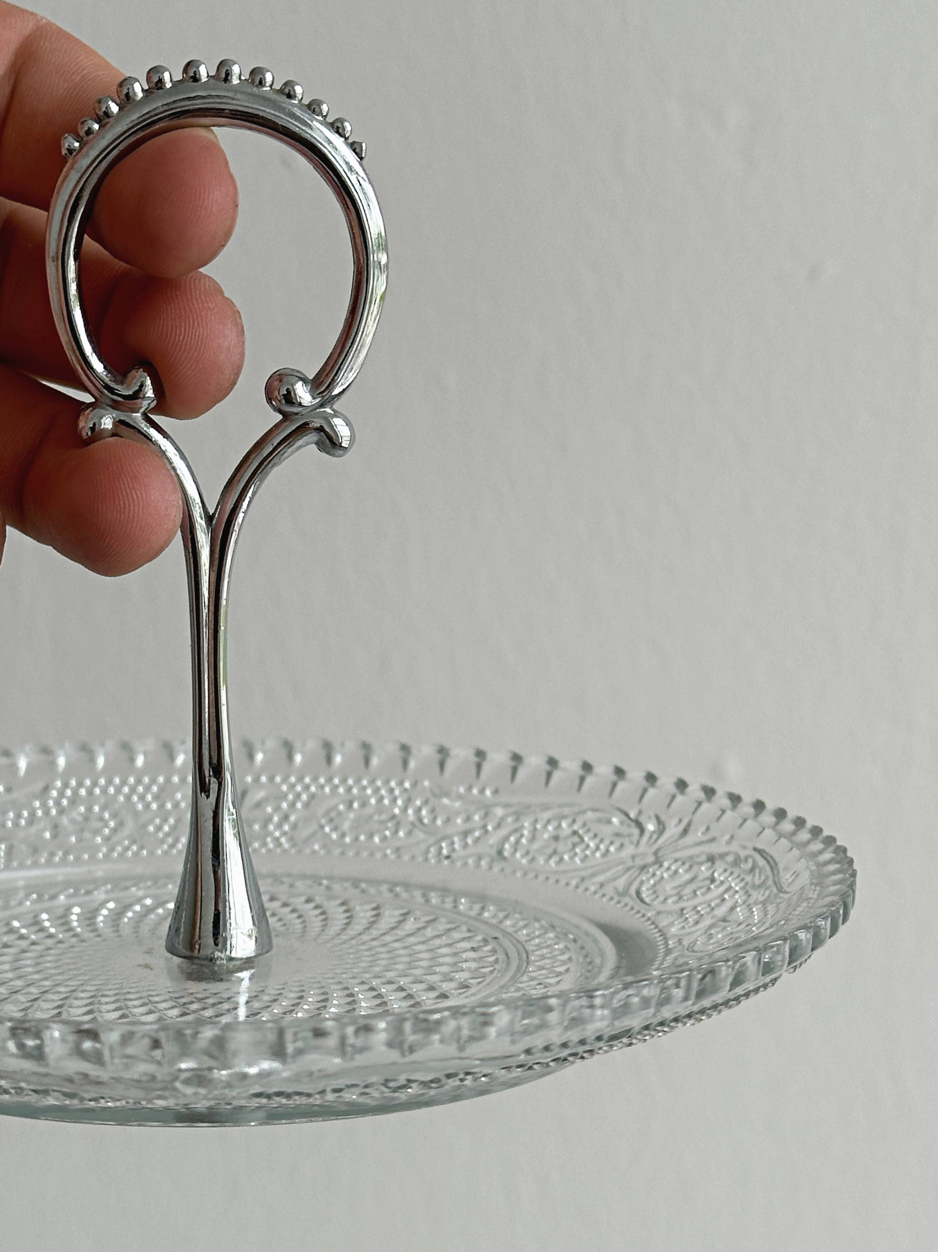 Vintage pressed glass presentation platter
