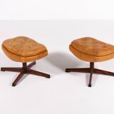 Pair of Danish Modern cognac leather hockers/ottomans, 1970’s