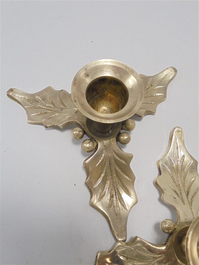 Trio of brass candle holders décor holly