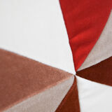 Red velvet and camel cushion