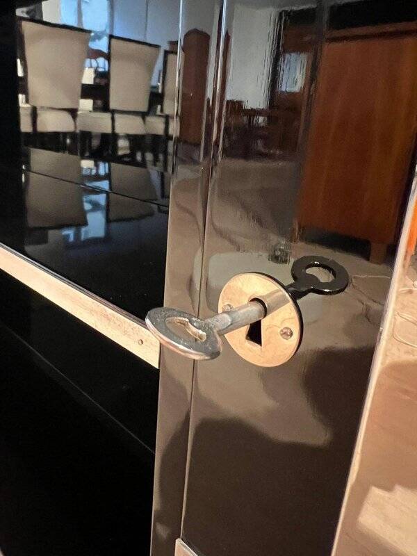 Art Deco Desk in Black Lacquer, Walnut & Metal, France, 1930s-1940s