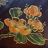 Vintage red / gold Chinese lacquer cabinet with flowers and birds