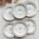 6 Vintage French porcelain soup plates with golden rosette pattern