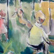 Original Swedish Oil on Canvas – “Friends” by Nils Sewerin – Vintage & Framed