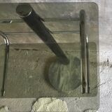 Fifth wheel or sofa end - smoked glasses and marble foot - design 1970