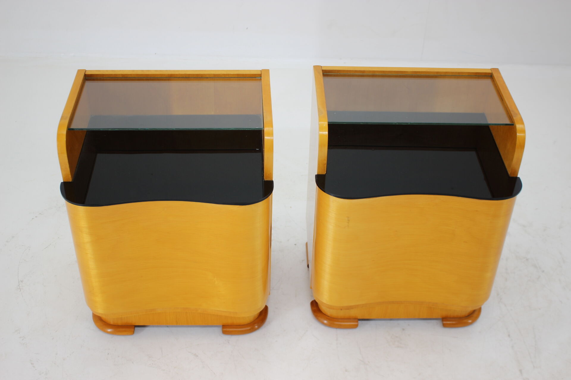1940s Pair of Art Deco Bedside Tables, Czechoslovakia