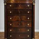 Empire-style week planner, early 19th century, in flame mahogany.