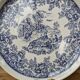 Old ceramic plate with scene of life and blue floral decor Van Melle