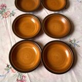 Série de 6 assiettes plates en grès vintage modèle Meylan