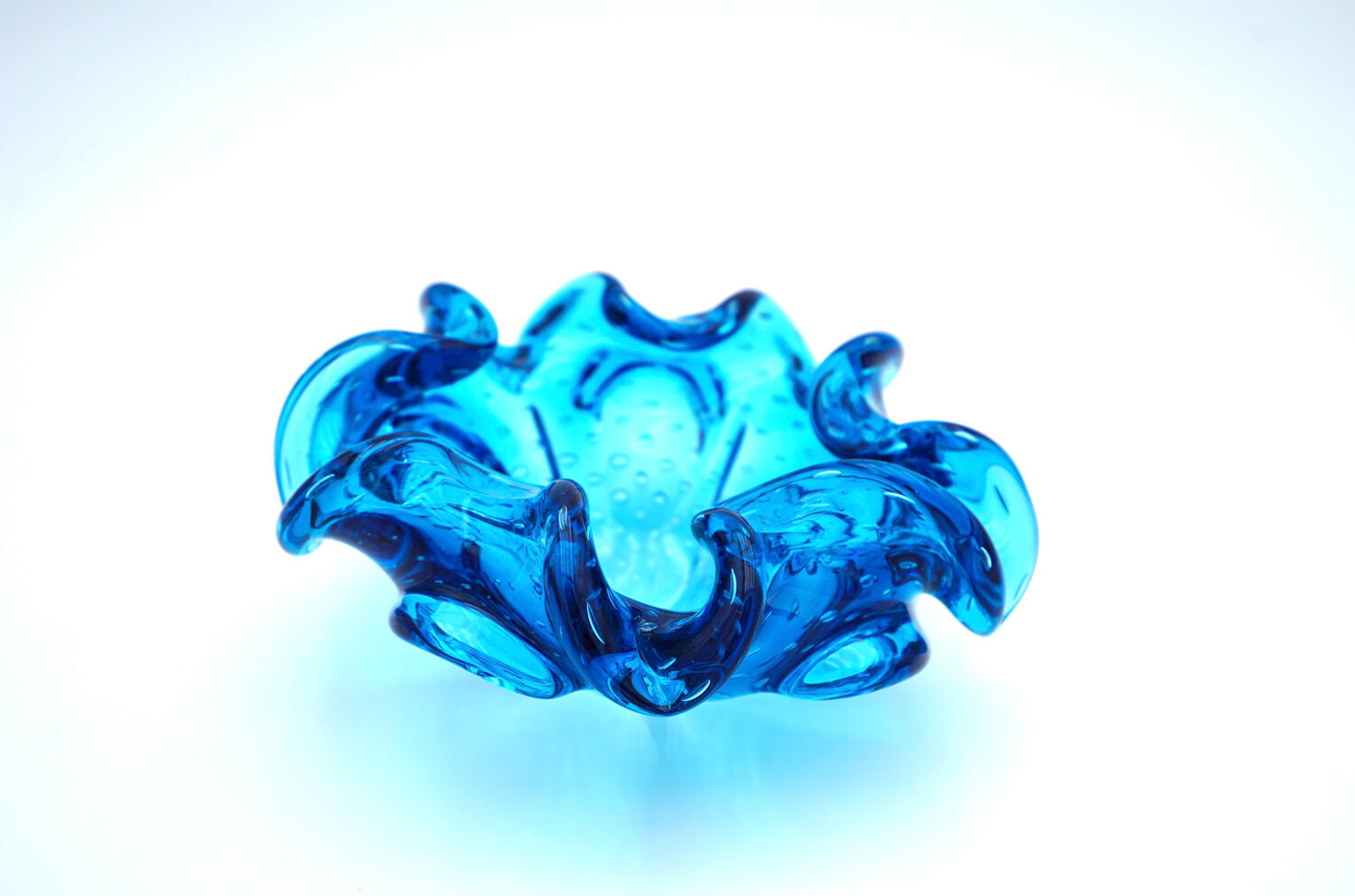 Murano Sculptural Bowl — "Bullicante" Aquamarine Blue — 1950