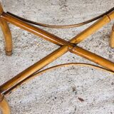 Large vintage side table in bamboo and rattan, circa 1930's