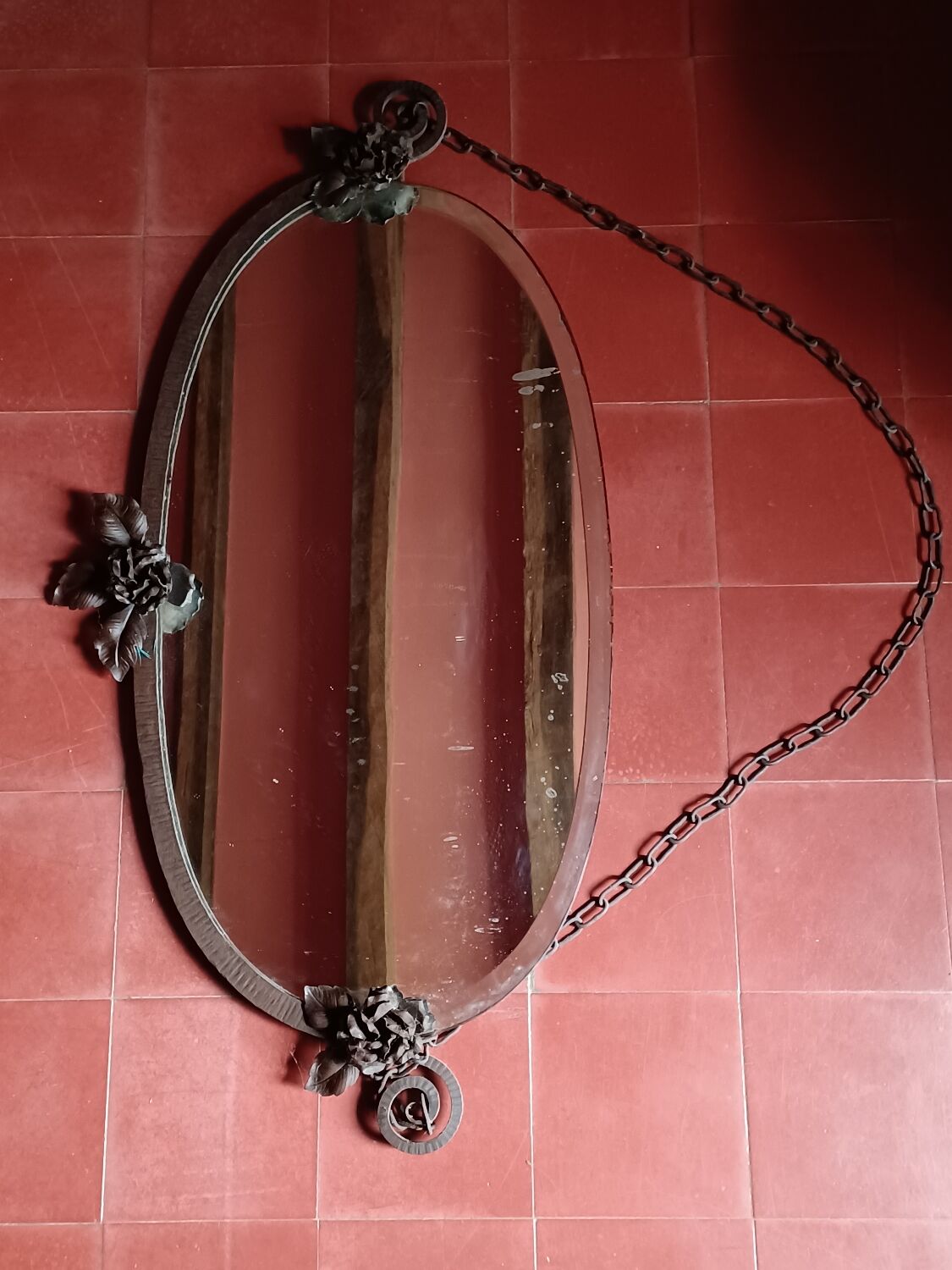 Mirror ice Art deco black iron roses