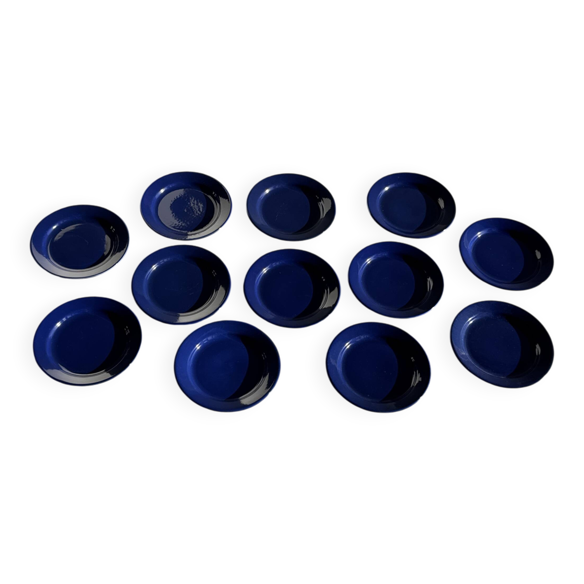 Set of 12 vintage blue ceramic plates D23