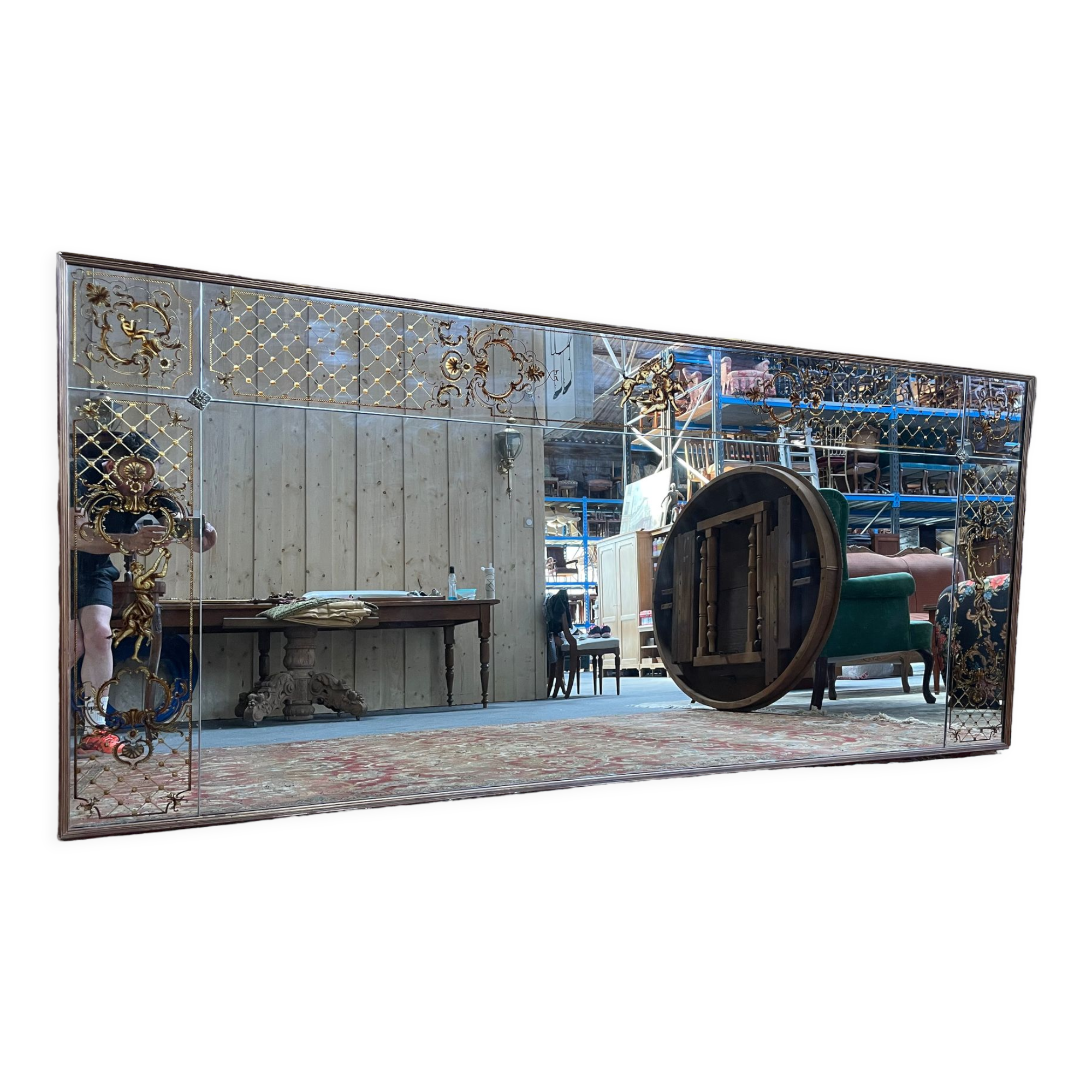 Brasserie mirror art nouveau style eglomised glass