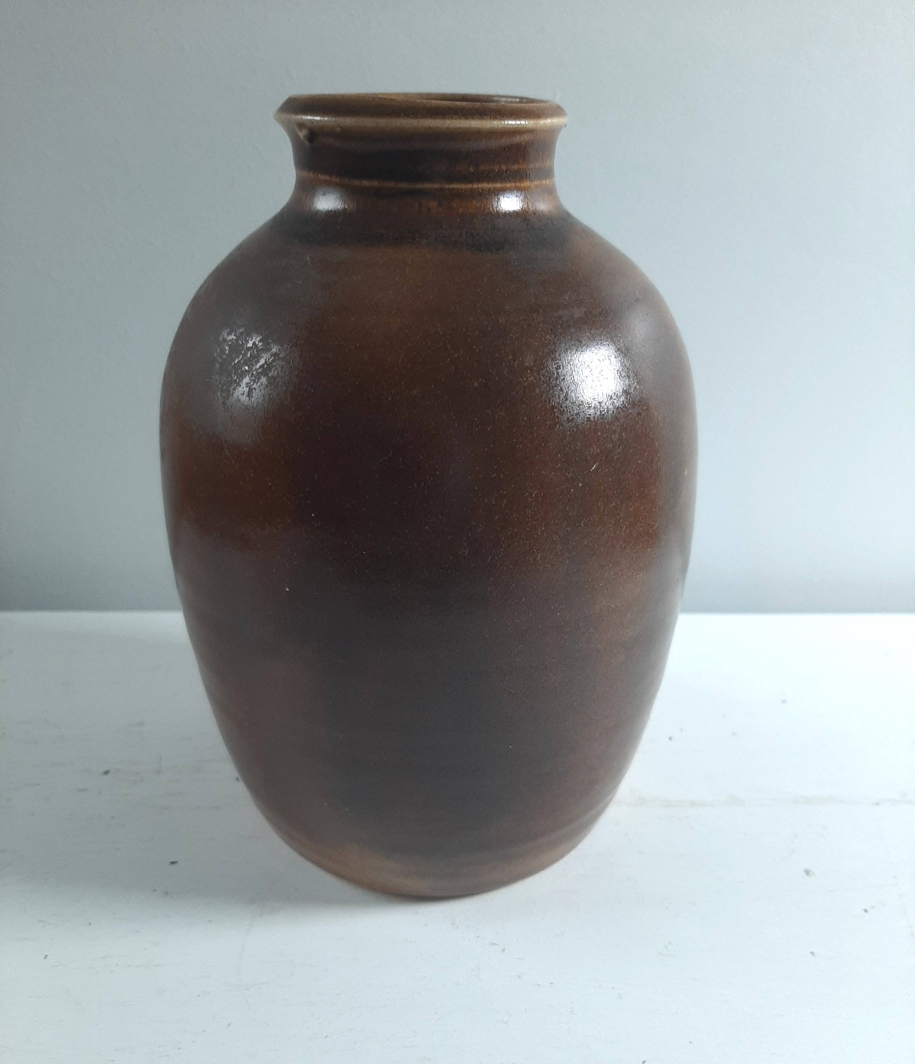 Brown vase signed Barotte