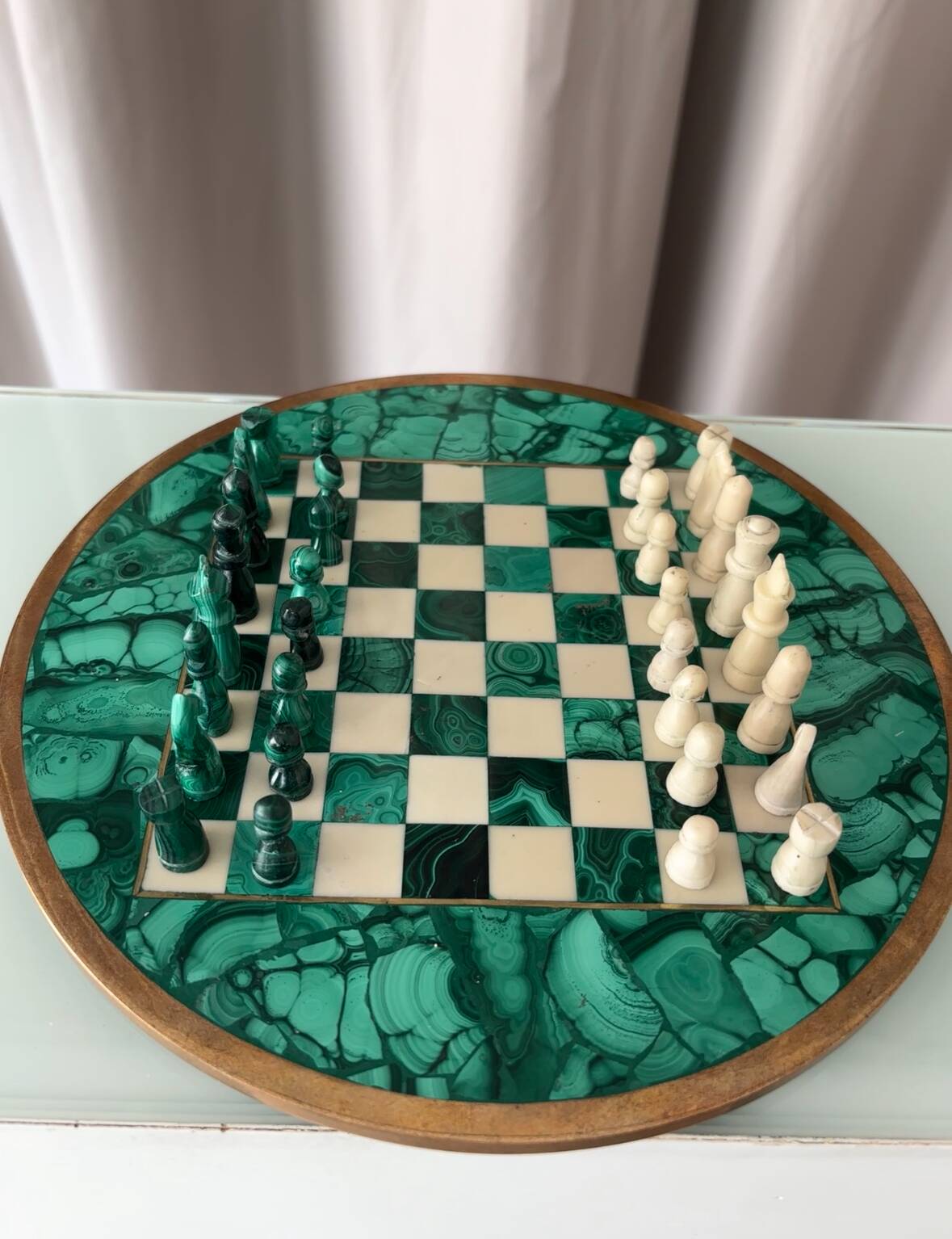 Malachite Small Chessboard Set