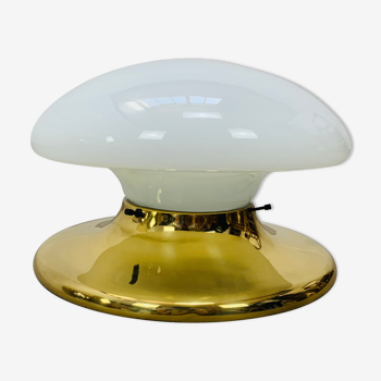 Ceiling lamp or wall lamp mushroom glass and golden brass art deco style
