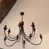Copper metal chandelier with 10 bulbs