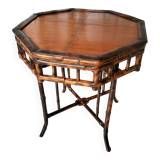 Wicker and bamboo coffee table