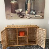 Bamboo and rattan shelf 2 doors