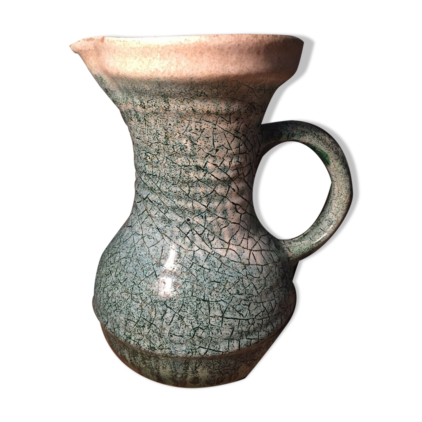 Ceramic pitcher Accolay cracked green