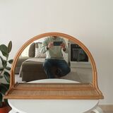 Miroir tablette vintage en rotin