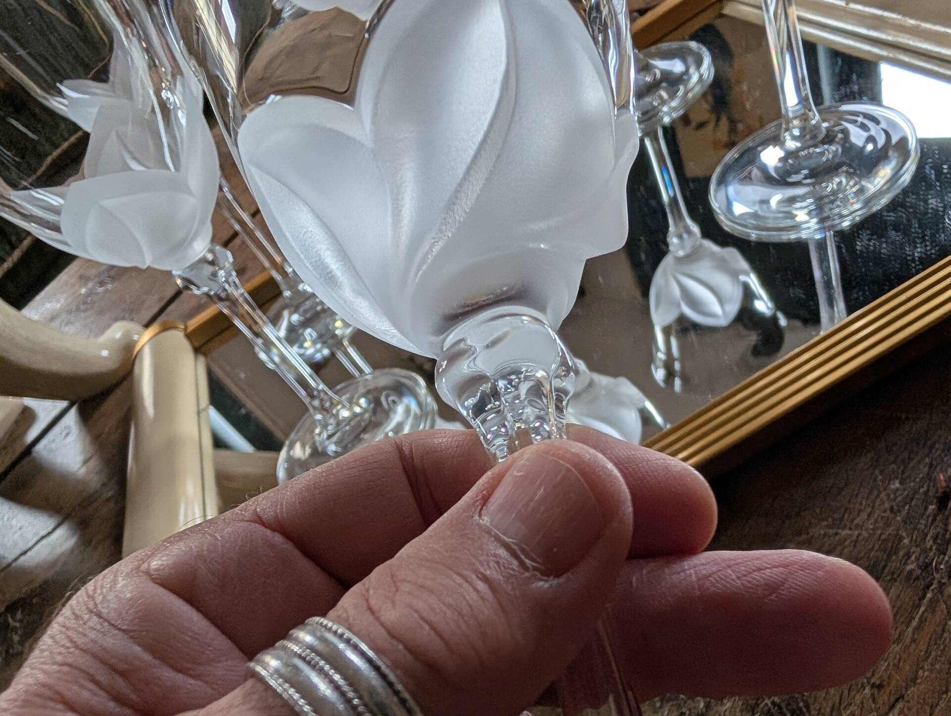 6 crystal stem glasses from Cristal d’Arques Folia – 1970s-1980s