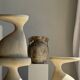 Large cream vase with double spiral handles in antique style, made of terracotta, H42 D3.