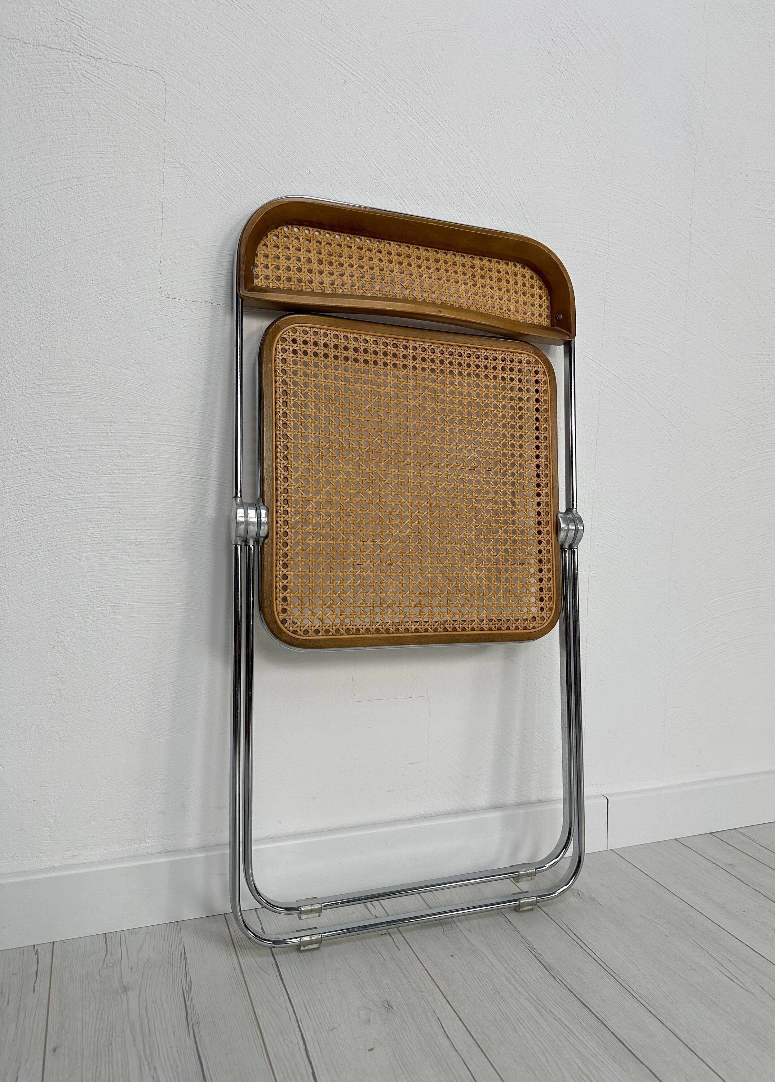 60s Vintage Plia Cane Folding Chair by Giancarlo Piretti - Anonima Castelli