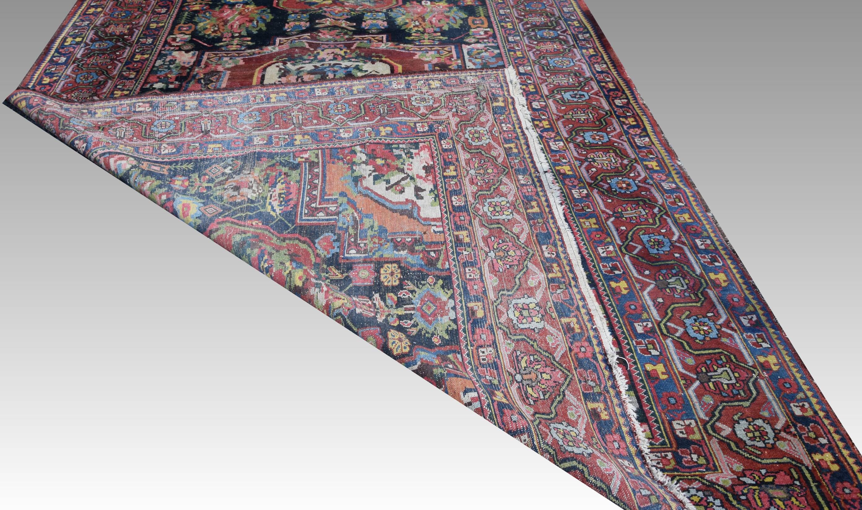 Antique Iranian Bakhtiar Faradombeh Oriental Rug: 3.37 x 2.13 Meters
