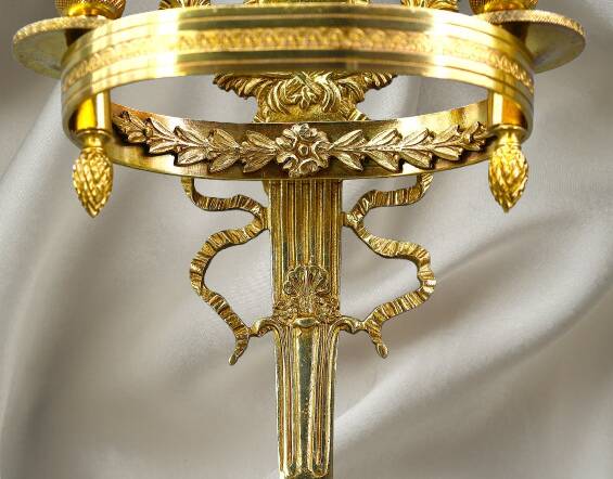 Paire Appliques en Bronze Doré, Style Directoire, Deux lumières