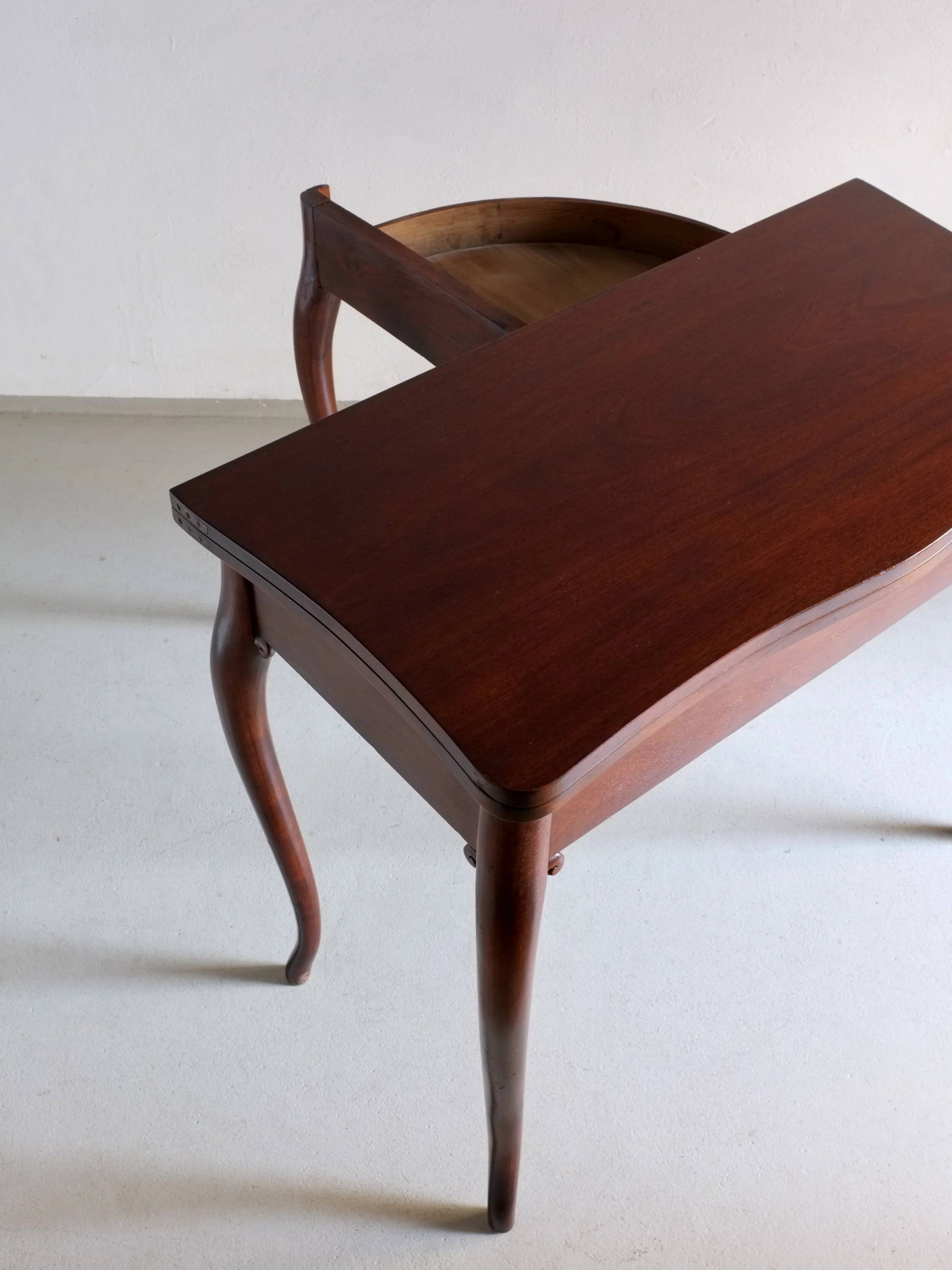 Antique mahogany console folding table | France