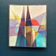 Oil on Swedish panel – 'Geometric Composition' by Stellan Widholm – Signed – vintage and framed – 35 × 32 × 5 cm