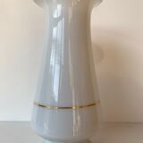 Ancient opaline vase Napoleon III gilding floral Fuchsia pattern