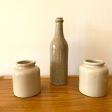 Set of 2 old stoneware mustard pots