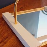 Plateau vintage année 50 en bois laqué et métal doré