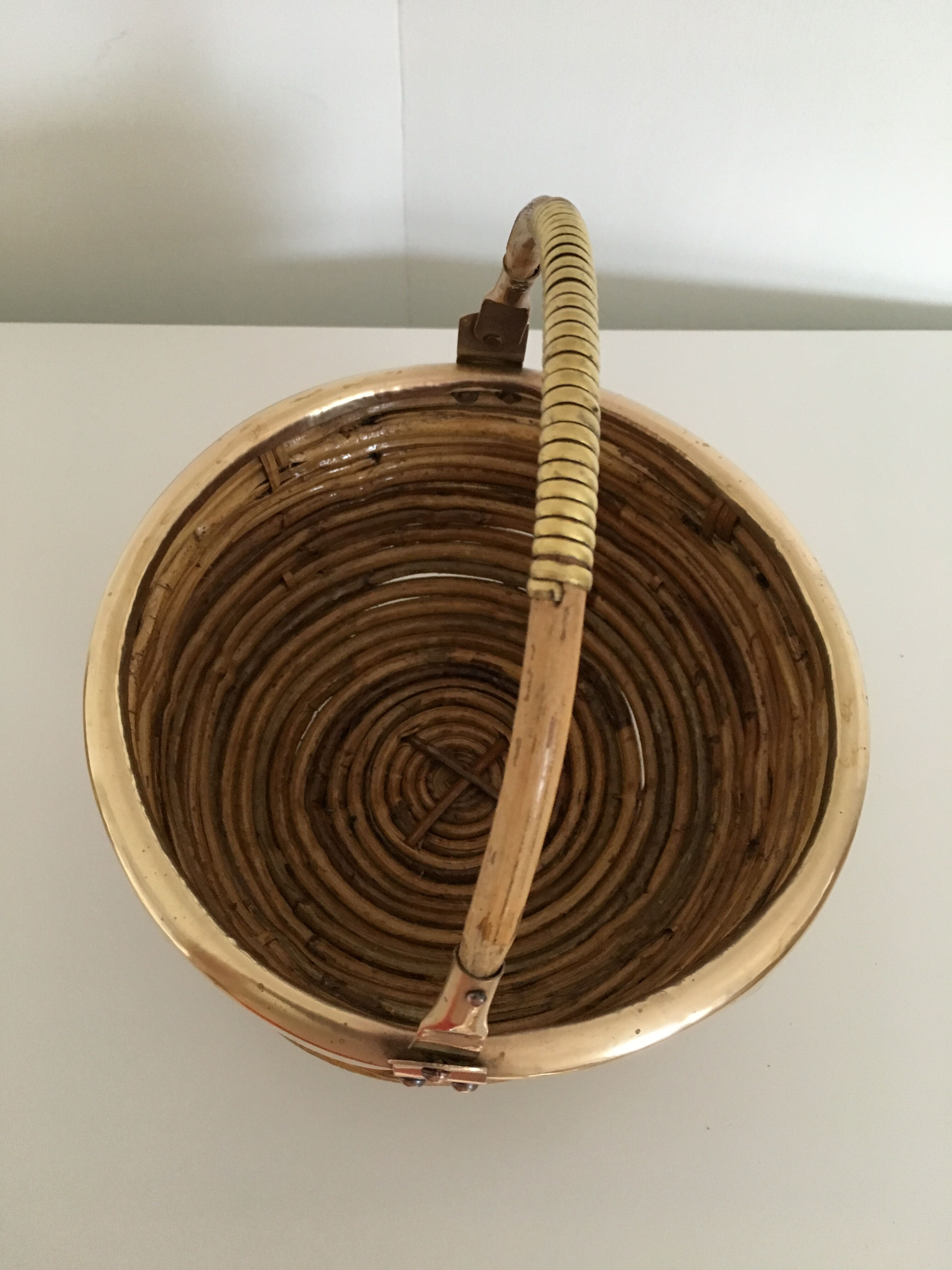 Bamboo and brass handle basket